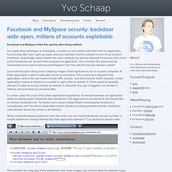 Facebook and MySpace security: backdoor wide open