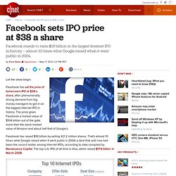 Facebook sets IPO price at $38 a share