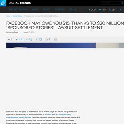 Facebook to pay $20 million settlement for 'Sponsored Stories' lawsuit