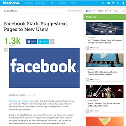 Facebook Starts Suggesting Pages to New Users