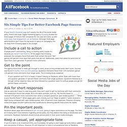 Six Simple Tips For Better Facebook Page Success