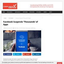 Facebook Suspends 'Thousands' of Apps