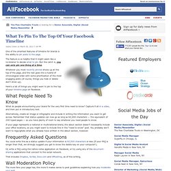 What To Pin To The Top Of Your Facebook Timeline