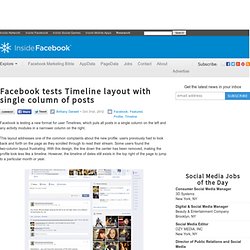 Facebook tests Timeline layout with single column of posts