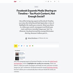 Facebook Expands Media Sharing on Timeline - Too Much Content, Not Enough Social?