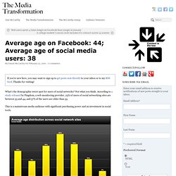 Average age on Facebook: 44; Average age of social media users: 38