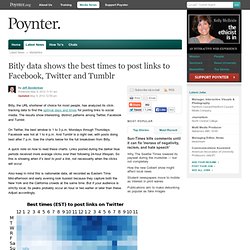 Bitly data shows the best times to post links to Facebook, Twitter and Tumblr