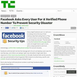 Facebook Asks Every User For Their Phone Number and Pins Security Link Atop Homepage To Prevent Disaster