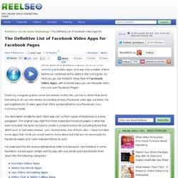 Facebook Video Apps - A Complete List of Video Apps for Facebook Pages