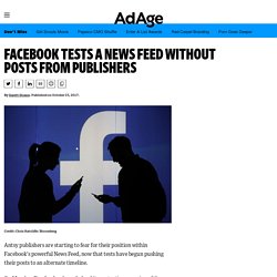 Facebook Tests a News Feed Without Posts From Publishers