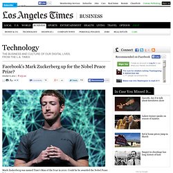Facebook's Mark Zuckerberg up for the Nobel Peace Prize?
