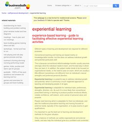 guide to facilitating effective experiential learning activities - experience-based training methods - learner-centred development