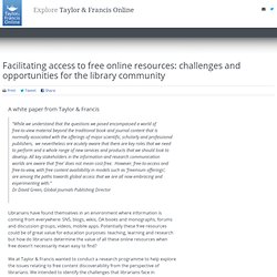 Facilitating access to free online resources: challenges and opportunities for the library community