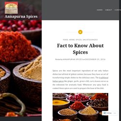 Fact to Know About Spices – Annapurna Spices