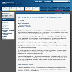 Australian Immigration Fact Sheet 4. More than 60 Years of Post-war Migration