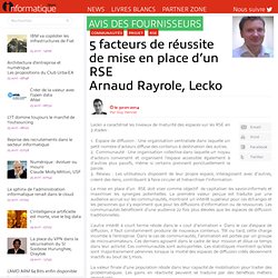 5 facteurs de réussite de mise en place d’un RSE Arnaud Rayrole, Lecko