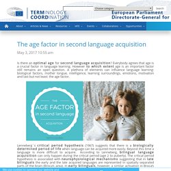 The age factor in second language acquisition