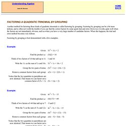 Factoring a Quadratic Trinomial by Grouping