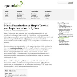 Matrix Factorization: A Simple Tutorial and Implementation in Python @ quuxlabs