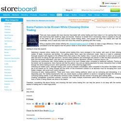 Some Factors to be Known While Choosing Online Trading