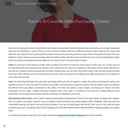 Factors To Consider While Purchasing Clothes
