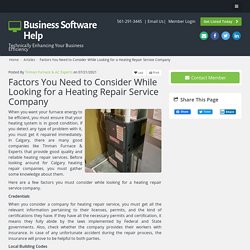 Factors You Need to Consider While Looking for a Heating Repair Service Company - Software Support Member Article By Tinman Furnace & AC Experts