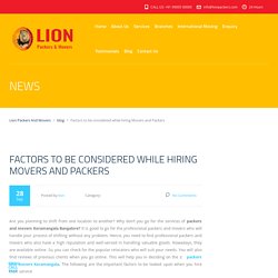 Factors to be considered while hiring Movers and Packers