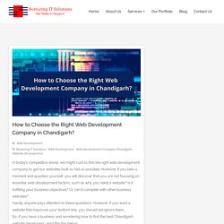 Top factors to choose the right Web Development Company in Chandigarh