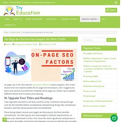 On Page Seo Factors that Impact On Web Traffic - Try Education Types
