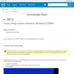 Factory image restore method for Windows 8 (DBRM)