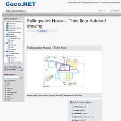 Fallingwater House - Third floor block in architecture Autocad free drawing 55 in top or plan view
