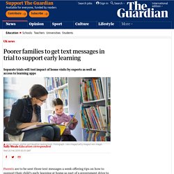 Poorer families to get text messages in trial to support early learning