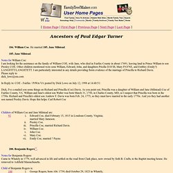 User Home Page Genealogy Report: Ancestors of Paul Edgar Turner