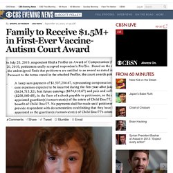 Family to Receive $1.5M+ in First-Ever Vaccine-Autism Court Award