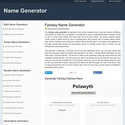 Fantasy Name Generator