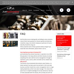 FAQs - Just Automotive Recruitment Agency Australia