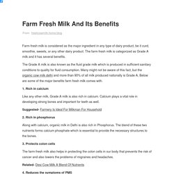 Farm Fresh Milk And Its Benefits – Fresh Cow Milk Online