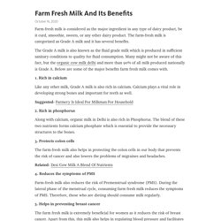 Farm Fresh Milk And Its Benefits