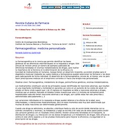 Revista Cubana de Farmacia - Farmacogenética: medicina personalizada