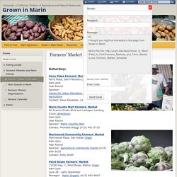 Farmers' Market Schedule - Grown in Marin