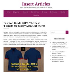 Fashion Guide 2019: The best T-shirts for Classy Men Out there!