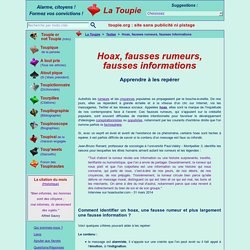 Hoax, fausses rumeurs, fausses informations