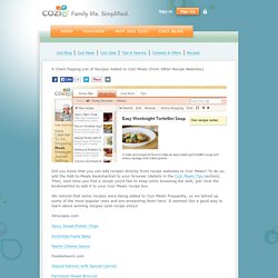 Favorite Recipes Added to Cozi Meals (from Other Recipe Websites)