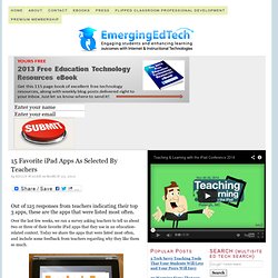 15 Favorite iPad Apps As Selected By Teachers