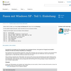 Faxen mit Windows XP - Teil 1: Einleitung