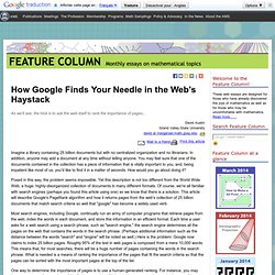How Google Finds Your Needle in the Web&#039;s Haystack