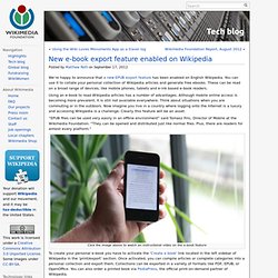 New e-book export feature enabled on Wikipedia