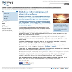 Featured news - Study finds early warning signals of abrupt climate change
