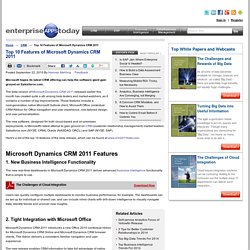 Top 10 Features of Microsoft Dynamics CRM 2011
