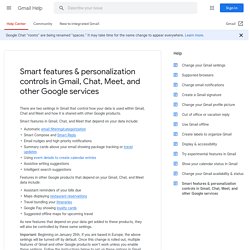 Smart features & personalization controls in Gmail, Chat, Meet, and other Google services - Computer - Gmail Help